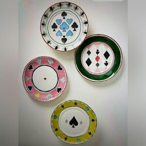 ❤️ ANTHROPOLOGIE ACE BOXED STONEWARE CANAPÉ PLATES SET OF 4 NEW